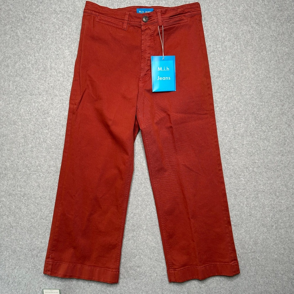 MIH Jeans Caron Pant Clay Red Cropped Wide Leg Trouser Women's Size L NWT